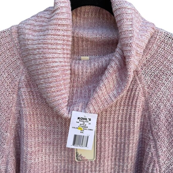 Its Our Time Womens Pink Cowl Neck Waffle Knit Long Sleeve Tunic Sweater New XXL - Picture 4 of 10